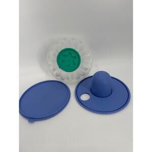 vintage Tupperware jel-ring jello mold purple aqua and clear